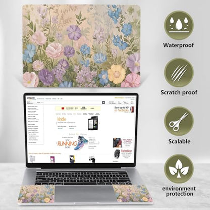 AIMSA 12 13 13.3 14 15.4 15.6 inch Laptop Skin Sticker Decal, Universal Netbook Skin Sticker Notebook Art Decal Protector Cover, Beautiful Flowers - color: Beautiful Flowers