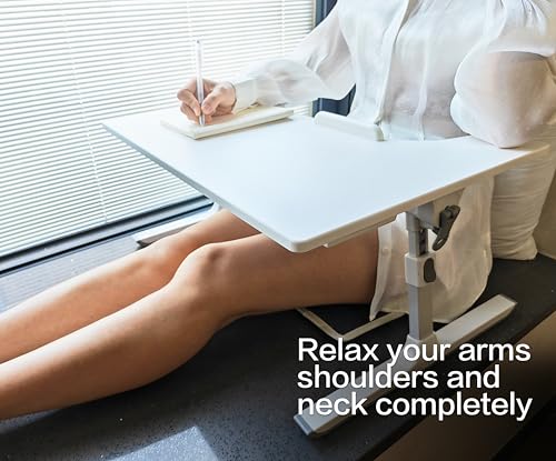 Armrest Laptop Desk for Couch and Bed,Hospital Bed Table,Lap Desk Pillow,Large Adjustable Bed Desk for Laptop with Drawer and Tablet Slot, U-Table for Reading, Gaming, Writing,Eating,Drawing