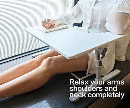 Armrest Laptop Desk for Couch and Bed,Hospital Bed Table,Lap Desk Pillow,Large Adjustable Bed Desk for Laptop with Drawer and Tablet Slot, U-Table for Reading, Gaming, Writing,Eating,Drawing