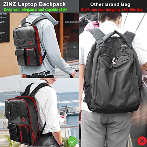 Slim & Expandable Laptop Backpack 15.6 Inch, Computer Rucksack Water Resistant Bag, Anti-Theft Travel Daypack for Men and Women-Black&Red - color: Black&red