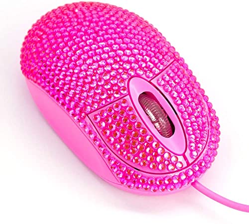 SOON GO Pink Mouse for Laptop Computer Mice with Crystal Bling Rhinestone Funny Personalized Gift for Kids and Teen Girl Birthday Kids Mouse fit for 6 7 8 9 10 Yr Old Girl - color: Rhinestone pink