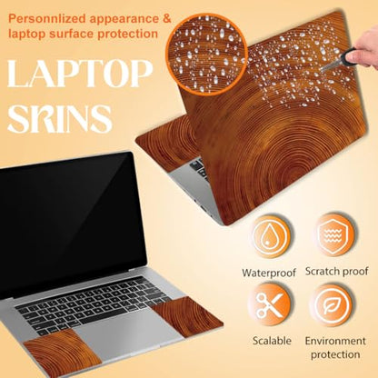 SUPERDANT Laptop Skin Sticker Tree Ring Growth Laptop Decals Personalized Universal Notebook Computer Wrap Vinyl Skin Stickers Cover Art Decal Removable 12-15.6 Inch Waterproof Gifts - style: Growth Ring Pattern