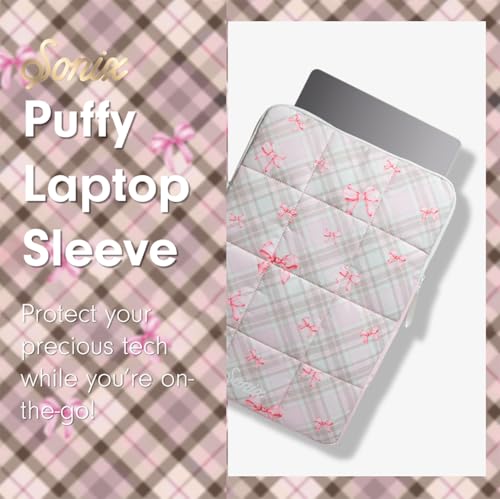 Sonix | Puffy Laptop Sleeve | 15-16 Inch, Quilted Pillow Puffer Laptop Carrying Case, Computer Sleeve | Clueless Pink - color: Clueless Pink