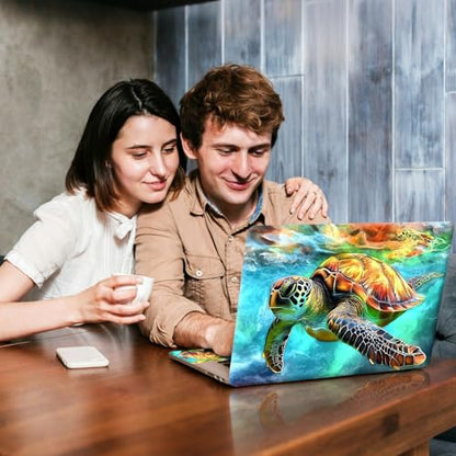 Universal Laptop Skin Sticker Decal, Compatible with MacBook HP Dell Lenovo 12"-15.6", Reusable Vinyl Notebook Cover 3PCS Set, High-Recognition Film-Colorful Sea Turtle - color: Colorful Sea turtle