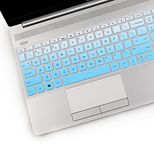 2PCS Keyboard Cover for 17.3 HP Laptop 17-by 17-bs/ca 17-by4623dx 17-by4025nr 17-by4013dx 17-by4062cl 17-by4061nr 17-ca1006ds 17-by2053cl 17-by4013dx 17-by4633dx by4059cl by0062st 17t-by400 17-bs011dx - color: Ombre Blue+Clear
