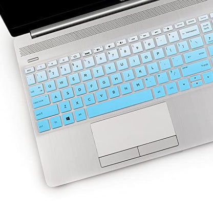 2PCS Keyboard Cover for 17.3 HP Laptop 17-by 17-bs/ca 17-by4623dx 17-by4025nr 17-by4013dx 17-by4062cl 17-by4061nr 17-ca1006ds 17-by2053cl 17-by4013dx 17-by4633dx by4059cl by0062st 17t-by400 17-bs011dx - color: Ombre Blue+Clear