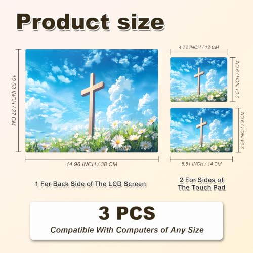 Universal Laptop Skin Sticker Decal 11-15.6 Inches, Cross White Daisy | Reusable Vinyl Sticker for 12.1 13 13.3 14 15.4 Inches Notebook PC, Scratch Resistant Waterproof, Easy to Trim & Apply - color: Cross White Daisy