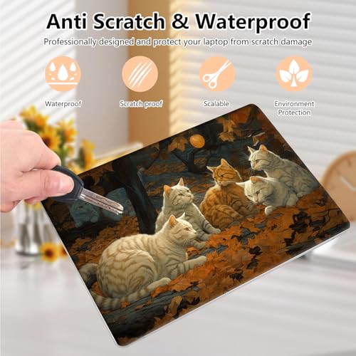 Laptop Skin Sticker Decal 15.6 Inch,12 13 13.3 14 15 15.6 in Laptop Netbook Skins for Notebook,Art Decal Removable Waterproof Scratch Resistant,Universal Vinyl Cover,Autumn Cute Cat - color: Autumn Cute Cat