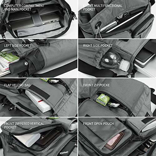 IX INOXTO Mens Messenger Bag Laptop Shoulder Bag Computer Work Office Bag Waterproof Briefcases for Travel Work - color: Grey