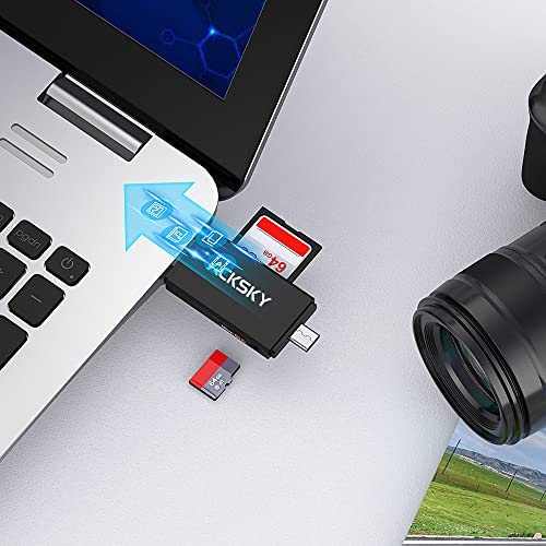 USB C SD Card Reader & USB 3.0 Micro SD Adapter, High-Speed Memory Card Reader for SD/Micro SD/SDHC/SDXC/MMC, Type-C SD Card Reader Compatible with MacBook/PC/Android/Camera/Laptop