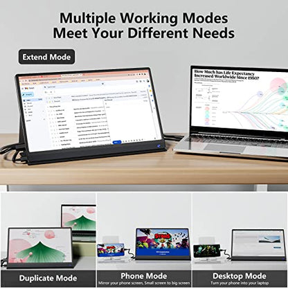 Dopesplay Portable Monitor for Laptop with Touchscreen, 15.6" FHD 1080P Second Laptop Monitor Extender with 5000mAh Battery for Laptops, MacBook, Phones, PS4/5, Xbox, Switch (NO Touch on iPhone)