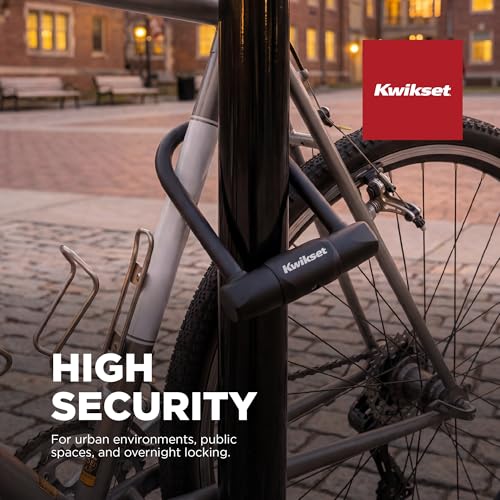 Kwikset High Security Bicycle U-Lock, Hardened Steel, Anti-Theft Bike Lock, 1 Pack, Black