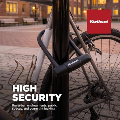 Kwikset High Security Bicycle U-Lock, Hardened Steel, Anti-Theft Bike Lock, 1 Pack, Black