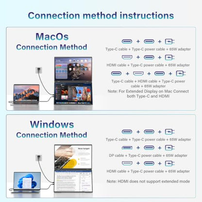 InnoView 18.5" Dual Portable Monitor 2K 200Hz 100% sRGB - Foldable & Stackable Design with 315° Screen Adjustment & 180° Stand | DP/USB-C/HDMI, Second Monitor for Laptop, Mac, Windows - size: 18.5