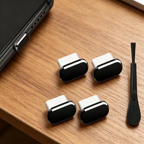 5Pcs USB C Dust Plug Set, Type C Charging Port Protector with Cleaning Brush, Anti-Dust Phone Accessories for Android Devices