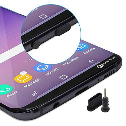 USB C and 3.5mm Dust Plugs 5 Pairs with SIM Tool and Cleaning Brush, Black | Protects USB C and 3.5mm audio ports, helps block dust and lint, reusable covers, compact device care set - color: Black, 5 Pairs, size: 5 Pairs