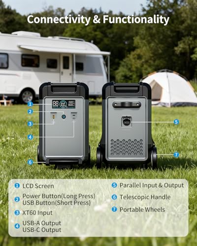 ABOK Ark3600 Portable Power Station of Extra Battery | Expandable to 11520Wh, 3840Wh LiFePO4 Battery, 3H Fast Charge, 3600W Solar Generator for Home Backup, Hurricane, Camping, RV - style: Ark3600 Extra Battery