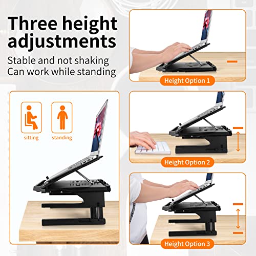 Laptop Stand for Desk, Phone Stand, Extended Laptops Riser, Elevator, 3 Height Adjustable, Rotatable Base, 10-17 Inches - color: Upgraded