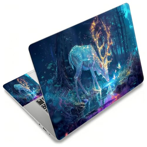 Laptop Skin Sticker Decal, Universal Reusable Vinyl Laptop Cover for 12" 13" 13.3" 14" 15" 15.4" 15.6" Notebook PC, Waterproof Scratch-Resistant with 2 Wrist Pads, Easy to Apply & Remove,Art Elk Deer - color: Art Elk Deer