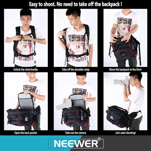 Neewer Pro Camera Case Waterproof Shockproof Adjustable Padded Camera Backpack Bag with Anti-theft Combination Lock for DSLR,DJI Phantom 1 2 3 Professional Drone Tripods Flash Lens and Other Accessory - style: Nw-xjb-d2330-r