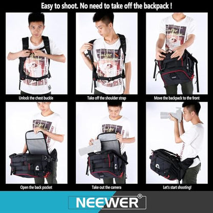 Neewer Pro Camera Case Waterproof Shockproof Adjustable Padded Camera Backpack Bag with Anti-theft Combination Lock for DSLR,DJI Phantom 1 2 3 Professional Drone Tripods Flash Lens and Other Accessory - style: Nw-xjb-d2330-r