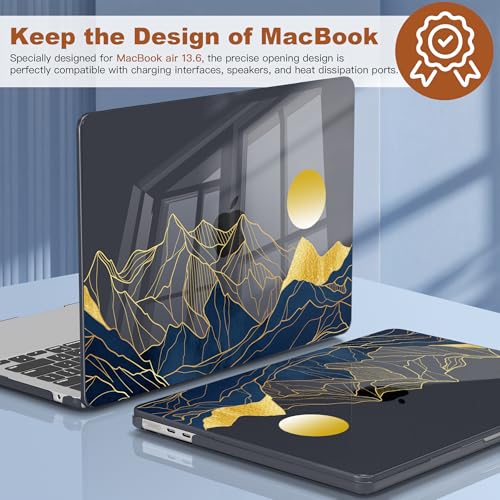 CISSOOK Compatible with MacBook Air 13.6 inch Case A3449 A3240 A3113 A2681 | 2026 2025 2024 2023 2022, 5in1 Set Hard Shell Case Keyboard Cover for MacBook Air 13 inch M2 M3 M4 M5, Mountain Sunshine - color: Air13.6inch-Mountain & Raised Sun