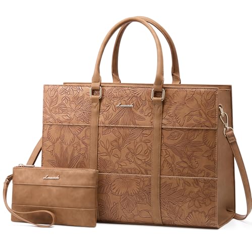LOVEVOOK Laptop Bag for Women, 15.6 Inch Work Bags for Women (Brown - Embossed, 15.6 inch) - color: Brown - Embossed, size: 15.6 inch