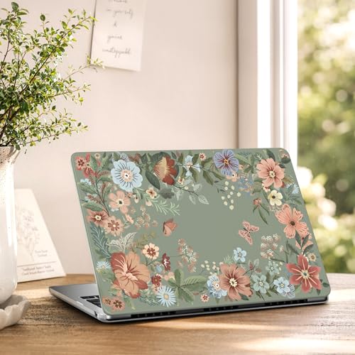 iCasso for M5 MacBook Air 13 inch Case 2026 2025-2022 M4 M3 M2 Model A3449 A3240 A3113 A2681, Sturdy Protective Pattern Shell Case for Mac Air 13.6", Keyboard Cover + Screen Protector,Green Flowers - color: Green Flowers