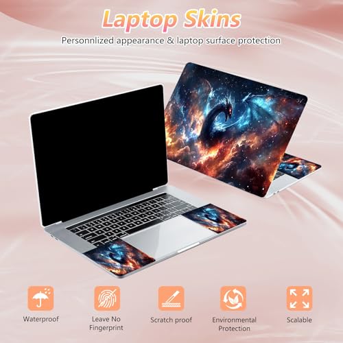Laptop Skin Sticker Decal 12" 13" 13.3" 14" 15" 15.6",Waterproof Scratch Resistant Vinyl,Reusable Easy to Apply,for MacBook HP Dell Notebooks Netbooks Laptop,2 Wrist Pads,Glitter Dragon Cloud - color: Glitter Dragon Cloud