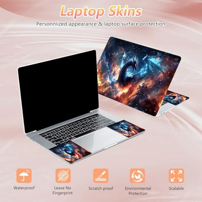 Laptop Skin Sticker Decal 12" 13" 13.3" 14" 15" 15.6",Waterproof Scratch Resistant Vinyl,Reusable Easy to Apply,for MacBook HP Dell Notebooks Netbooks Laptop,2 Wrist Pads,Glitter Dragon Cloud - color: Glitter Dragon Cloud