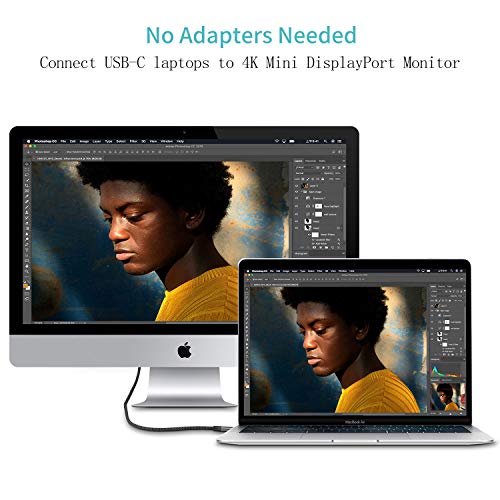 USB C to Mini DisplayPort, 6Ft 4K@60Hz Thunderbolt 3 to Mini Displayport Cable Compatible for iPhone 15/16/17 Series, M2-M4 MacBook Pro, Surface Book 2, Galaxy S20-S25, Steam Deck and Rog Ally