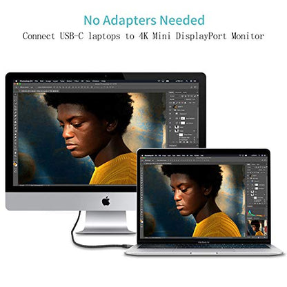 USB C to Mini DisplayPort, 6Ft 4K@60Hz Thunderbolt 3 to Mini Displayport Cable Compatible for iPhone 15/16/17 Series, M2-M4 MacBook Pro, Surface Book 2, Galaxy S20-S25, Steam Deck and Rog Ally