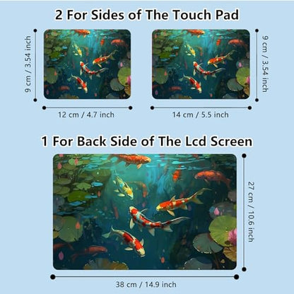 Universal Laptop Skin Sticker with 2 Wrist Pad Skins, Waterproof Scratch Resistant Vinyl Laptop Cover Decal, Cut to Fit for 11–15.6 Inch MacBook HP Dell Lenovo, Koi Pond - color: Koi Pond