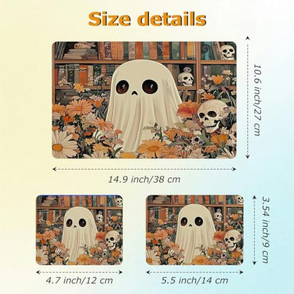 Universal Laptop Skin Sticker with 2 Wrist Pad Decals, 3-Piece Removable Vinyl Laptop Cover, Ghost Skull Florals Waterproof Anti-Scratch, Easy-Trim Fit for 13.3" 14" 15.6" Laptops - color: Ghost Skull Florals