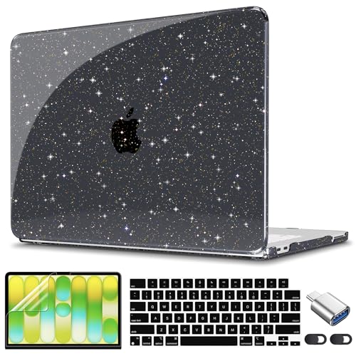 CISSOOK for MacBook Neo 13 inch Case Glitter Black 2026 Model A3404 | 5in1 Set Hard Shell Case, A18 Pro Chip, Keyboard Cover, Screen Protector, Scratch Resistant, Ultra-Thin, for Office & Travel - color: Glitter Black