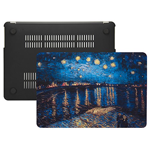 Funut Compatible with MacBook Air 13 inch Case 2021 2020 2019 2018 Model A2337 M1 A2179 A1932 Plastic Hard Shell Case Protective Cover for MacBook Air 13 with Touch ID, Starry Night - color: 1 Starry Night Over the Rhone, size: Mac Air 13" 2018-2022(A1932