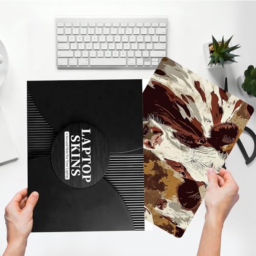 Universal Laptop Skin Sticker with 2 Wrist Pad Skins, Waterproof Scratch Resistant Vinyl Laptop Cover Decal, Cut to Fit for 11–15.6 Inch MacBook HP Dell Lenovo, Cow - color: Cow