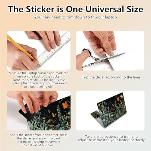 Laptop Skin Sticker Decal 15.6 Inch,12 13 13.3 14 15 15.6 in Laptop Netbook Skins for Notebook,Art Decal Removable Waterproof Scratch Resistant,Universal Vinyl Cover,Floral Plant Butterfly - color: Floral Plant Butterfly