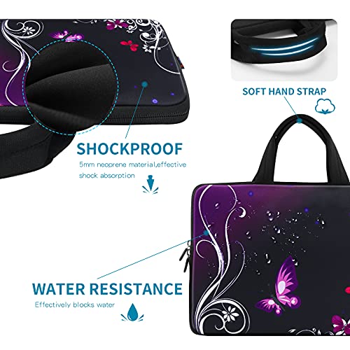 iColor 11 11.6 12 12.1 12.5 inch Laptop Carrying Bag Chromebook Case Notebook Ultrabook Bag Tablet Cover Neoprene Sleeve for MacBook Air Purple Butterfly - color: Purple Butterfly