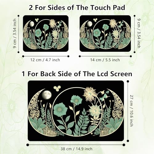 Laptop Skin Sticker Decal, Universal Reusable Vinyl Laptop Cover for 12" 13" 13.3" 14" 15" 15.4" 15.6" Notebook PC, Reusable Waterproof Scratch-Resistant with 2 Wrist Pads,Art Black Wildflower - color: Art Black Wildflower