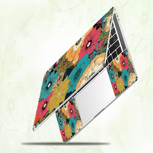 Laptop Skin Sticker Decal, Universal Reusable Vinyl Laptop Cover for 12" 13" 13.3" 14" 15" 15.4" 15.6" Notebook PC, Waterproof Scratch-Resistant with 2 Wrist Pads, Easy to Apply & Remove,Art Flower - color: Art Flower
