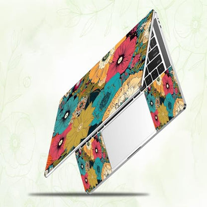 Laptop Skin Sticker Decal, Universal Reusable Vinyl Laptop Cover for 12" 13" 13.3" 14" 15" 15.4" 15.6" Notebook PC, Waterproof Scratch-Resistant with 2 Wrist Pads, Easy to Apply & Remove,Art Flower - color: Art Flower