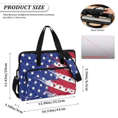 Laptop Sleeve, Laptop Cover with Adjustable Strap Computer Bag Tablet Notebook Sleeves Handbag Messenger Briefcase - color: American Flag Print01