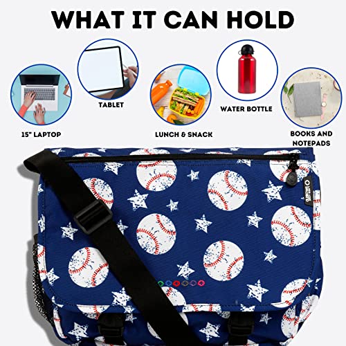 J World New York Terry Messenger Bag for Women Girls School Kids - color: Baseball