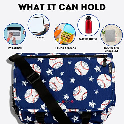 J World New York Terry Messenger Bag for Women Girls School Kids - color: Baseball