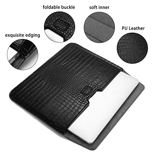 MOSISO Laptop Case 13 inch, 13 inch Laptop Sleeve Compatible with MacBook Neo 13 A18 Pro A3404 Air M4 M3 M2 M1 2026-2018 / Pro M2 M1 2026-2016, Crocodile Grain PU Leather Flap Case Bag, Black - color: Black, size: 13 inch