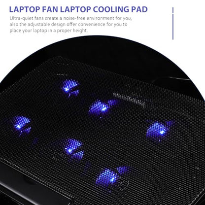 Operitacx 15.6"-17" Laptop Cooling Pad - Adjustable Laptop Cooler Stand with Quiet Fans, Ergonomic Notebook Fan Holder for Gaming and Office Use