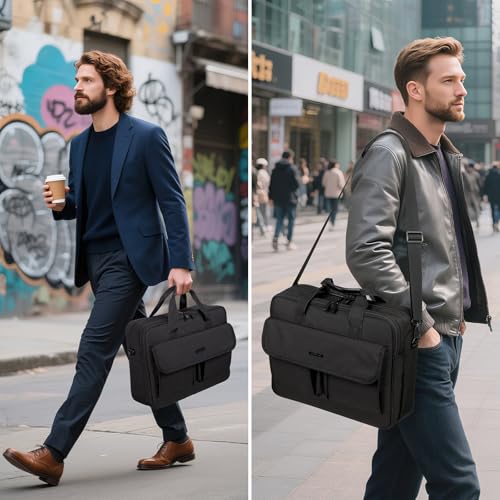 RAINYEAR 15.6 Inch Laptop Messenger Bag Briefcase with Pockets for Men | Protective Large Capacity Business Work Laptop Carrying Case Shoulder Bag for 15.6 inch Computer Notebook PC, Black