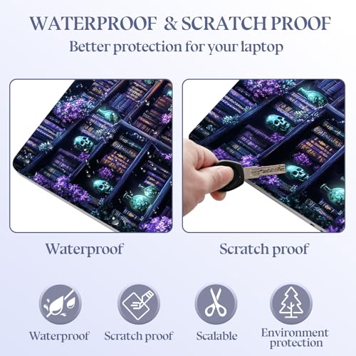 Universal Laptop Skin Sticker Decal,15.6 Inch Laptop Vinyl Cover for 13" 14" 15.6" Laptop,Scratch-Resistant Waterproof Protector Wrap,Reusable with Wrist Pads,Magic Library with kulls - color: Magic Library with kulls