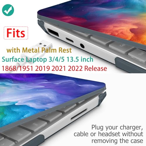 Mektron Case for 13.5" Microsoft Surface Laptop 5/4/3 with Metal Palm Rest Model 1951/1868, 2019/2021/2022 Release Plastic Hard Shell Cover with Screen Protector + Keyboard Cover, Rainbow Cosmic - color: Rainbow Cosmic